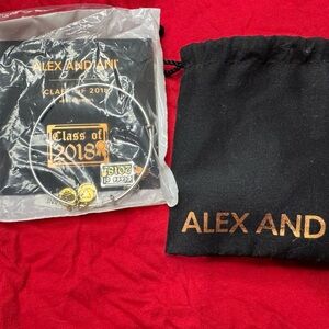 Alex and Ani Class of 2018 Bangle Bracelet Shiny Silver Finish NIB with Pouch